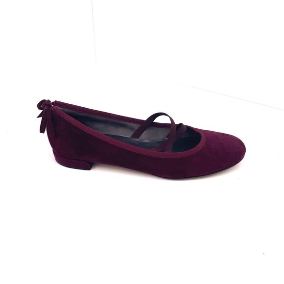 Stuart Weitzman Purple Suede Ballet Flats with Bow Detall at Heel & Straps Sz 8M - Picture 7 of 12